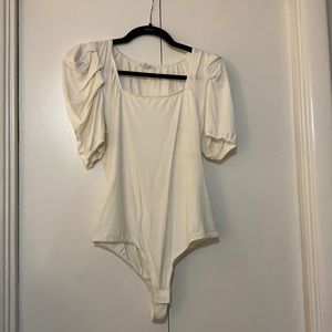 Off-white puffy sleeve bodysuit from Anthropologie